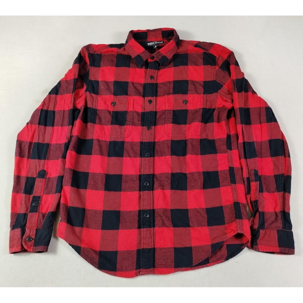 J.Crew Mercantile Flannel Mens Medium Red Buffalo Plaid Long Sleeve Cabincore